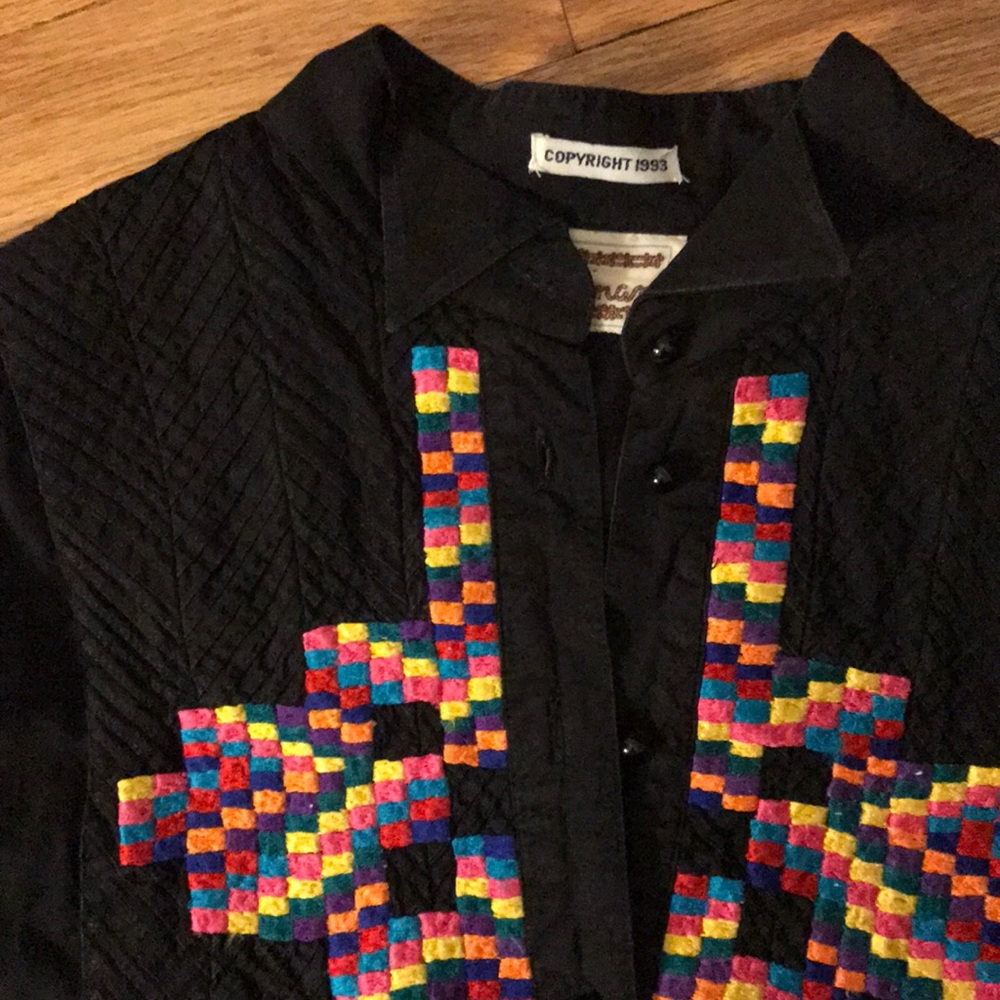 Western rainbow embroidered unisex collared shirt